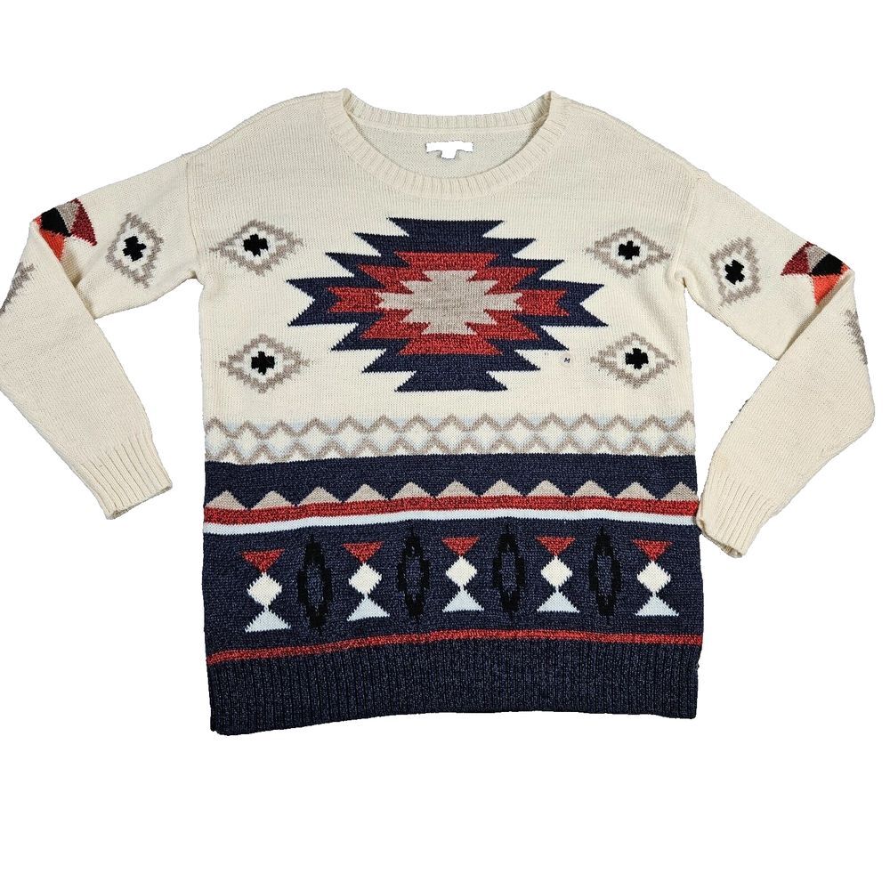 NWOT American Eagle Wool Blend Southwestern Aztec Print Sweater Sz‎ M